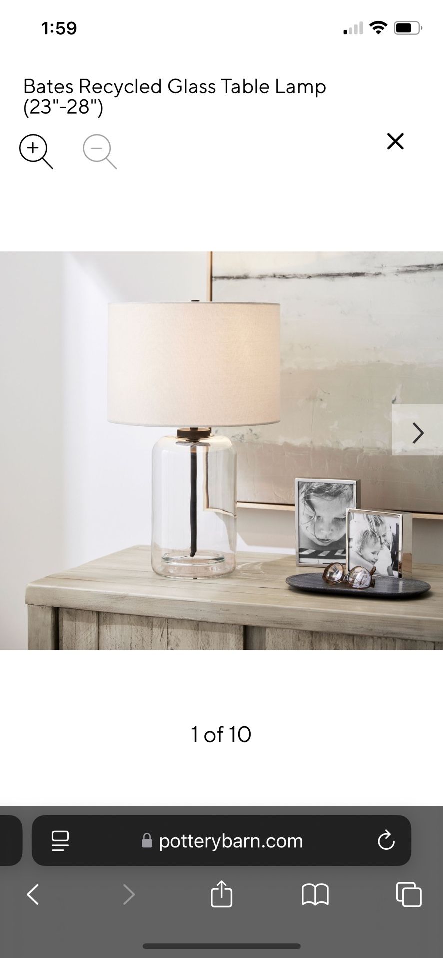 Pottery Barn Bates Recycled Glass Table Lamp