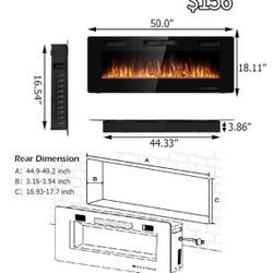 ✌️ 50 Inches Electric Fireplace Insert, 750W/1500W Recessed Electric Fireplaces with 12-Adjustable Flame Color & Speed, Remote Control, Timer, Touch S