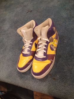 Size 12 Nike Hand Painted Lakers Kobe Custom Nike Ebernon Mid
