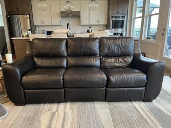 Dark Brown Leather Sofa & Love Seat