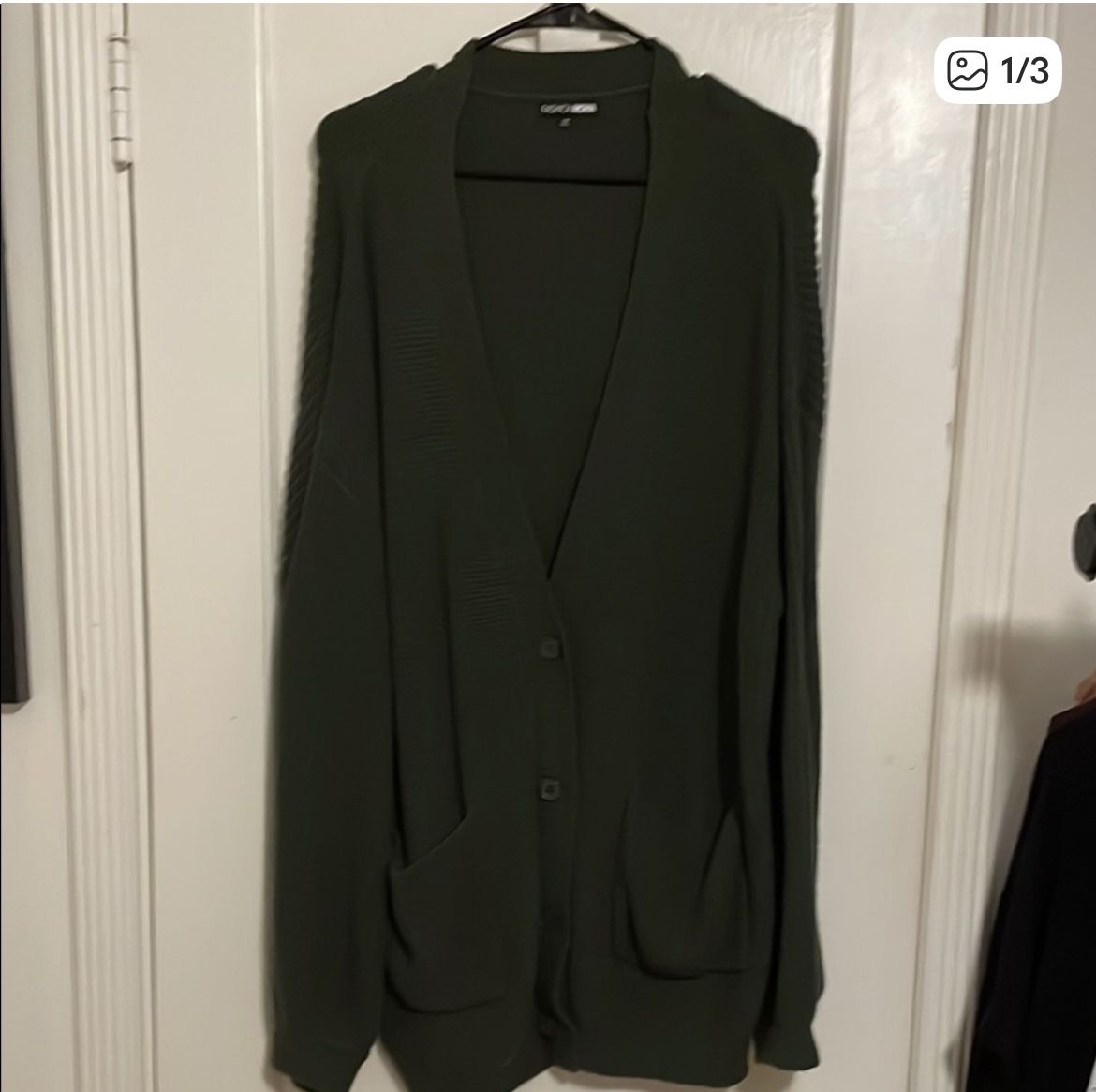 Fashion Nova Green Half Button Cardigan With Pockets…size L