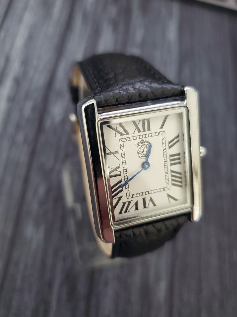 Pierre Lucerne 1888 Must Tank Style Swiss Inspired Classic Mens Watch Black Band