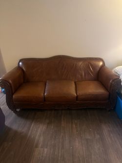 Luxury brown leather couch