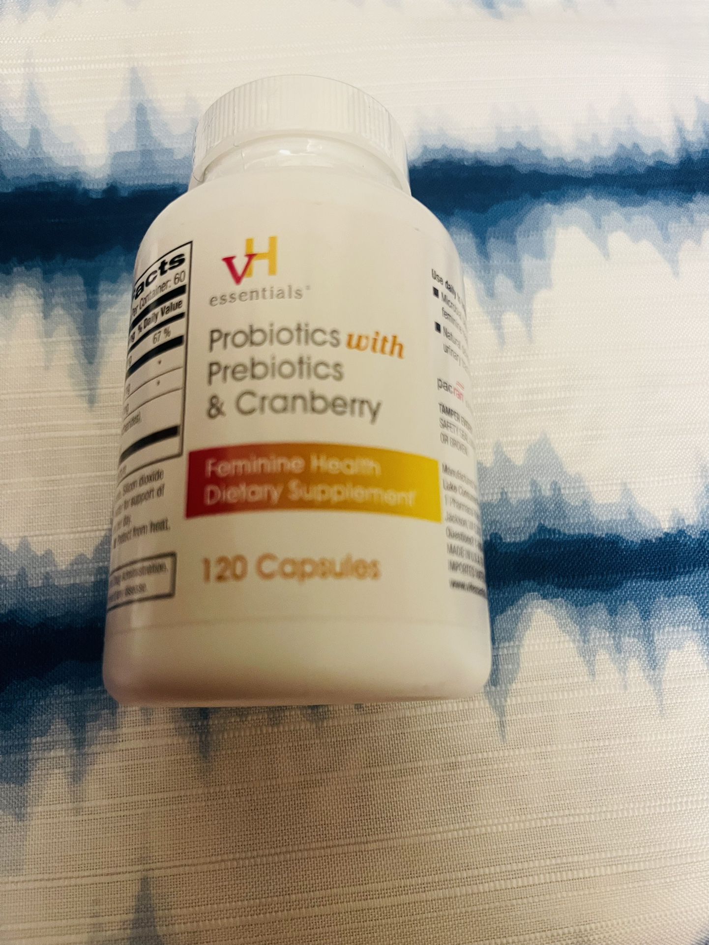 vH essentials Probiotics with Prebiotics and Cranberry Feminine Health Supplement - 120 Capsules (544-36) 
