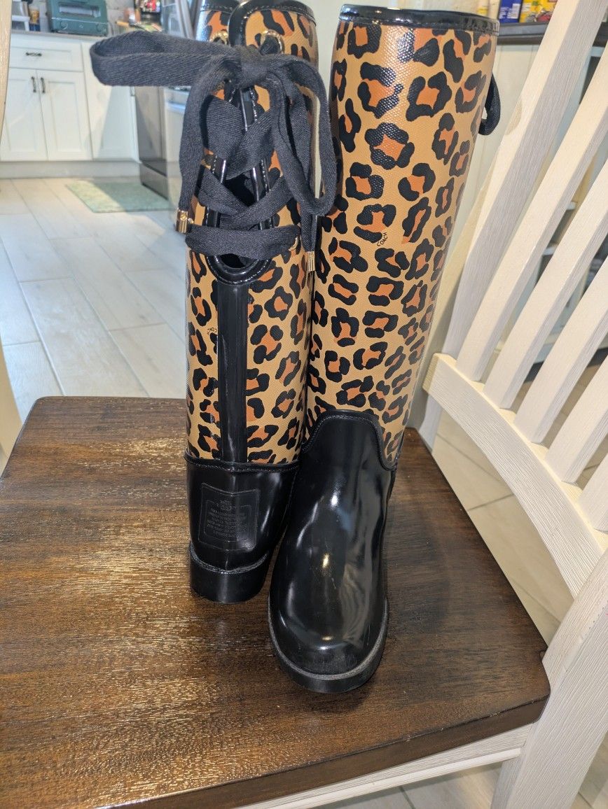 Coach Leopard Rain Boots
