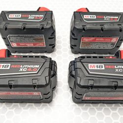 M18 Milwaukee RED LITHIUM Battery 4 -PACK 