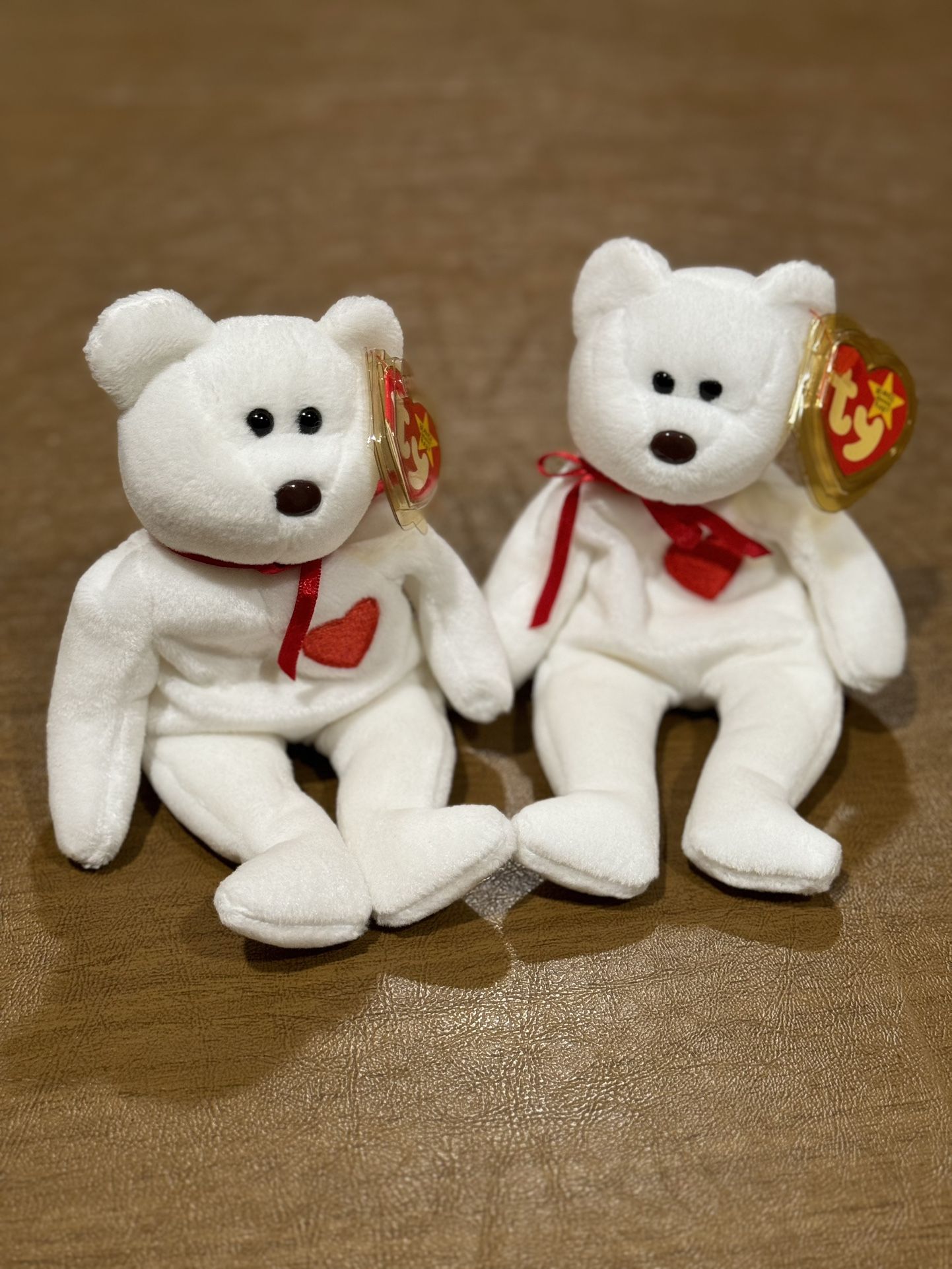 Ty Valentino Beanie Baby Bear w/brown Nose with tag protector. February 14, 1994