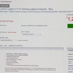 Lenovo legion 5 17.3”