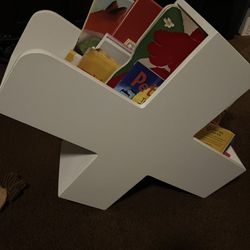 Crate & Barrel White Bookcase X Shape 