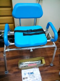 PLATINUM HEALTH CAROUSEL Sliding Transfer Bench Swivel Seat, Padded Bath Shower Chair Pivot Arms