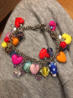 Handmade charm bracelet using some vintage beads toggle clasp