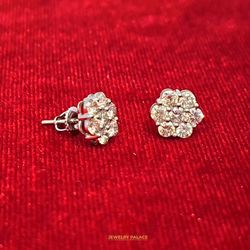 Elegant Floral Diamond Earrings in 10K White Gold with 1.6 CTW of diamonds