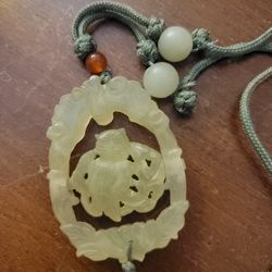 Vintage Oriental Genuine Jade Owl Pendant