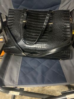 Black Crocodile Laptop Purse For Women