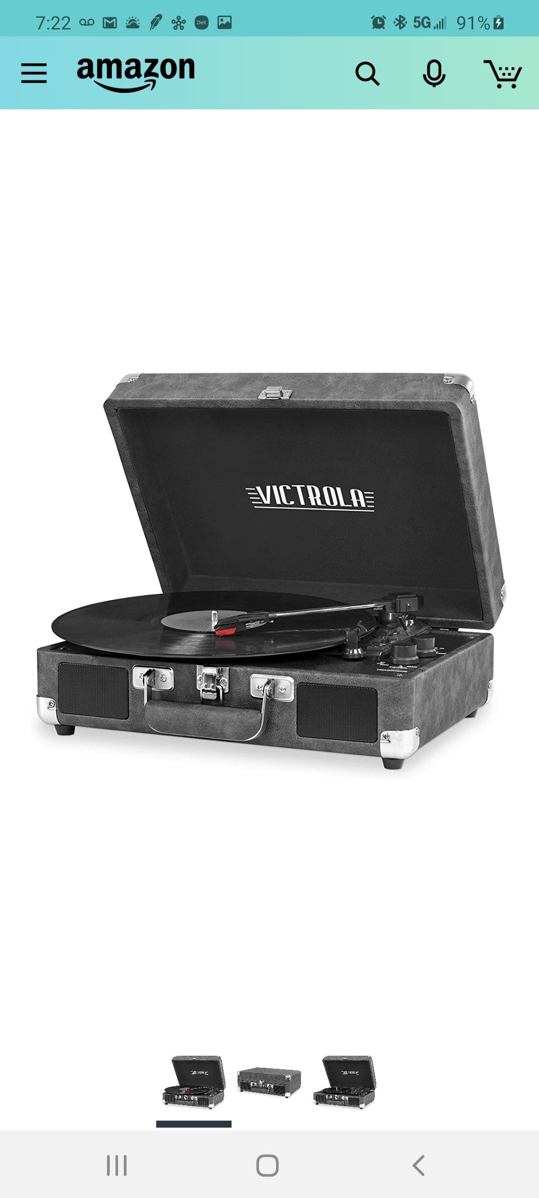 Victrola Vintage 3-Speed Bluetooth Portable Suitcase Record Player with Built-in Speakers | Upgraded Turntable Audio Sound| Includes Extra Stylus