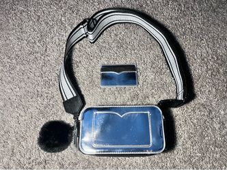 Silver Metallic Crossbody Bag with Strap