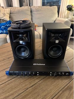 Complete Home Studio Recording Bundle - PreSonus 1824c + JBL Monitors + All Cables