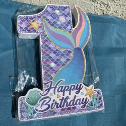 Mermaid Number 1 Table sign 3D 1st Birthday Centerpiece.