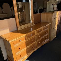 Pine Dresser with Mirror by Stanley 
