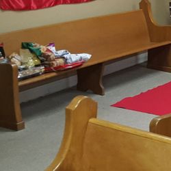 Office And Church Pews, File Cabinets, Desk Chair