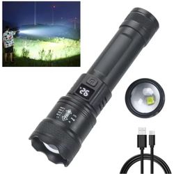 High Strong Power Led Flashlights 2000LM Tactical Torch with Display Light USB Charging Camping Fishing Emergency Zoom Lantern