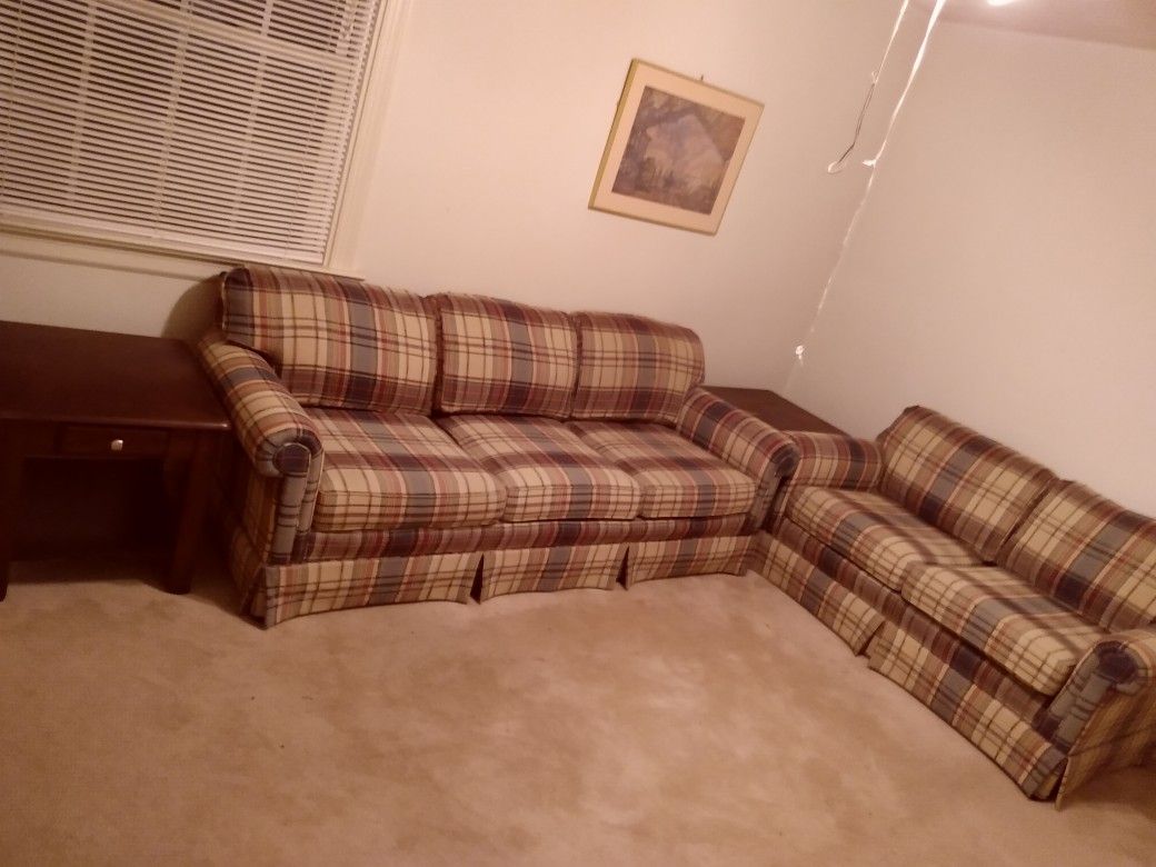 Couch, Loveseat + 2 End Tables. All For $80