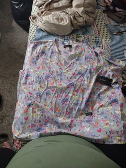5xl Grey Poodle Scrub Shirt 