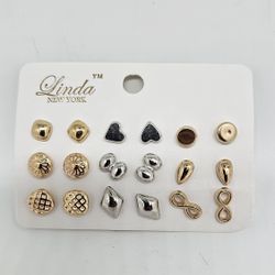 Gold and Silver Stud Earrings Set