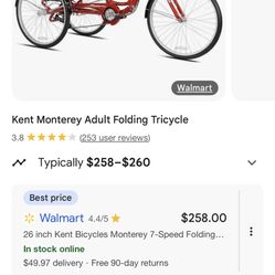 Kent Monterey Adult Folding Tricycle