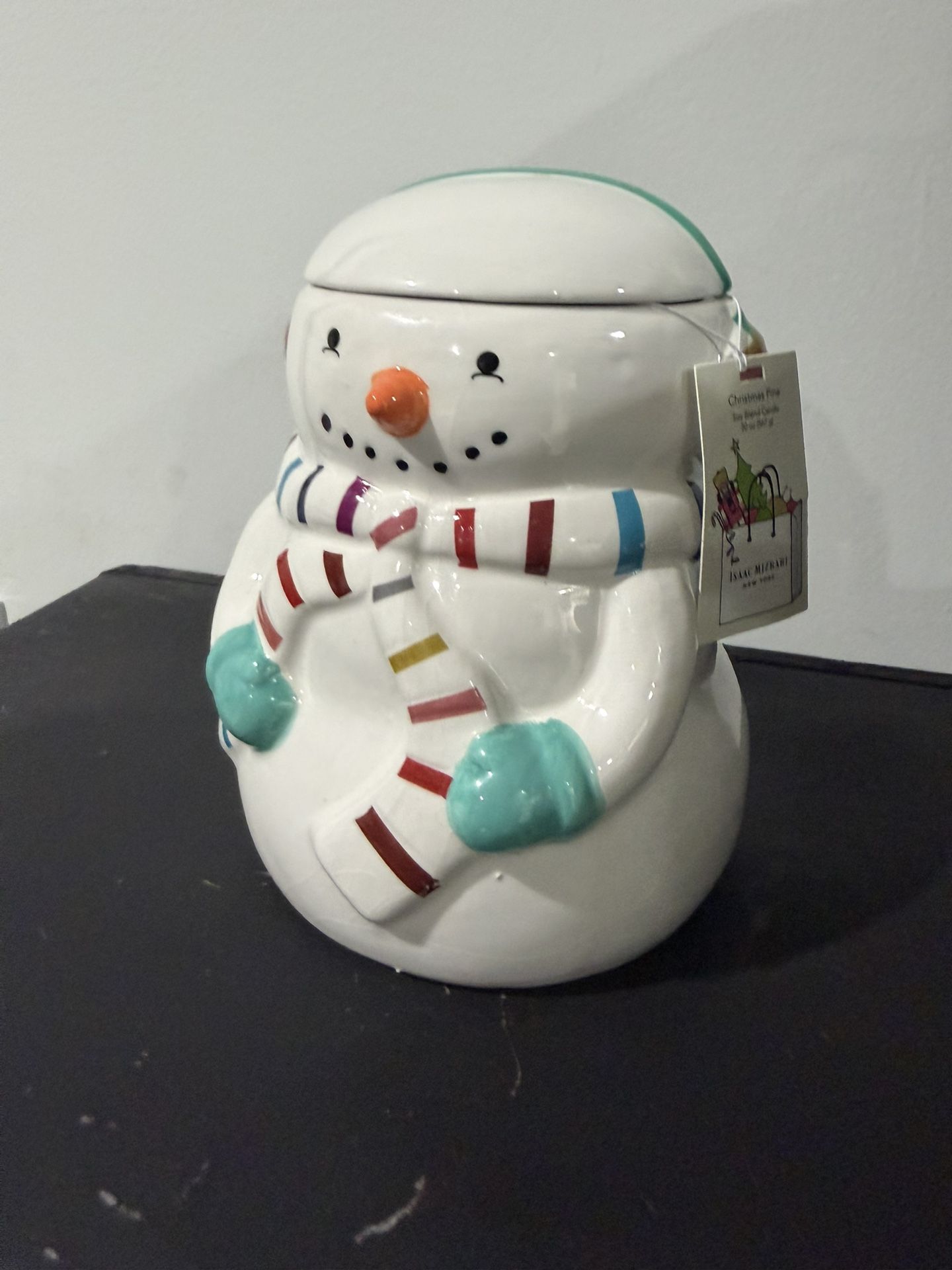 New W/Tags Ceramic Snowman Candle