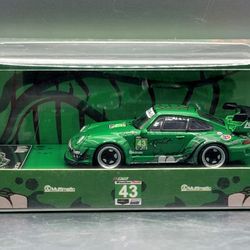 Flame 1/64 Porsche 964 RWB Diecast Car Model Rexy Dinosaur Green