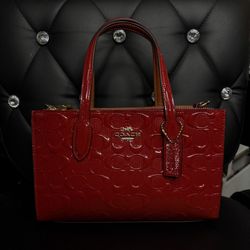 Coach Nina Small Tote Bag – Red Signature Leather