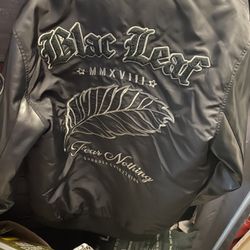 Black leaf leather jacket