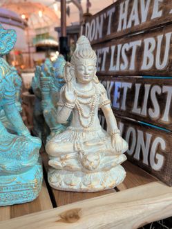 Seated Deity Statue White and Gold