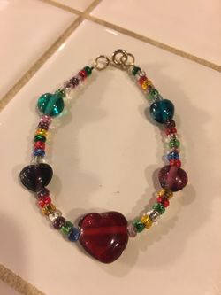 Glass heart bracelet