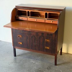 Scandinavian Rosewood Rolltop Desk by Egon Ostergaard - Vintage Swedish Secretary, 1960s