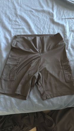 Black High-Waist Cargo Biker Shorts