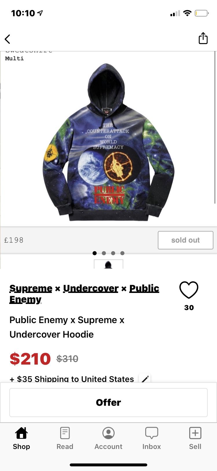 Supreme hoodie size medium