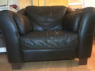 Comfy Dark Brown Real Leather Chair
