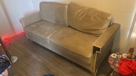 Casepiece velvet upholstered sofa -champagne
