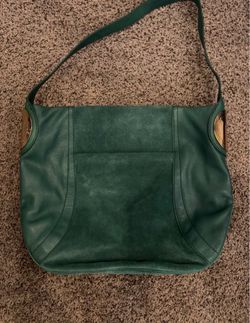 Green Leather Shoulder Bag with Gold Hardware