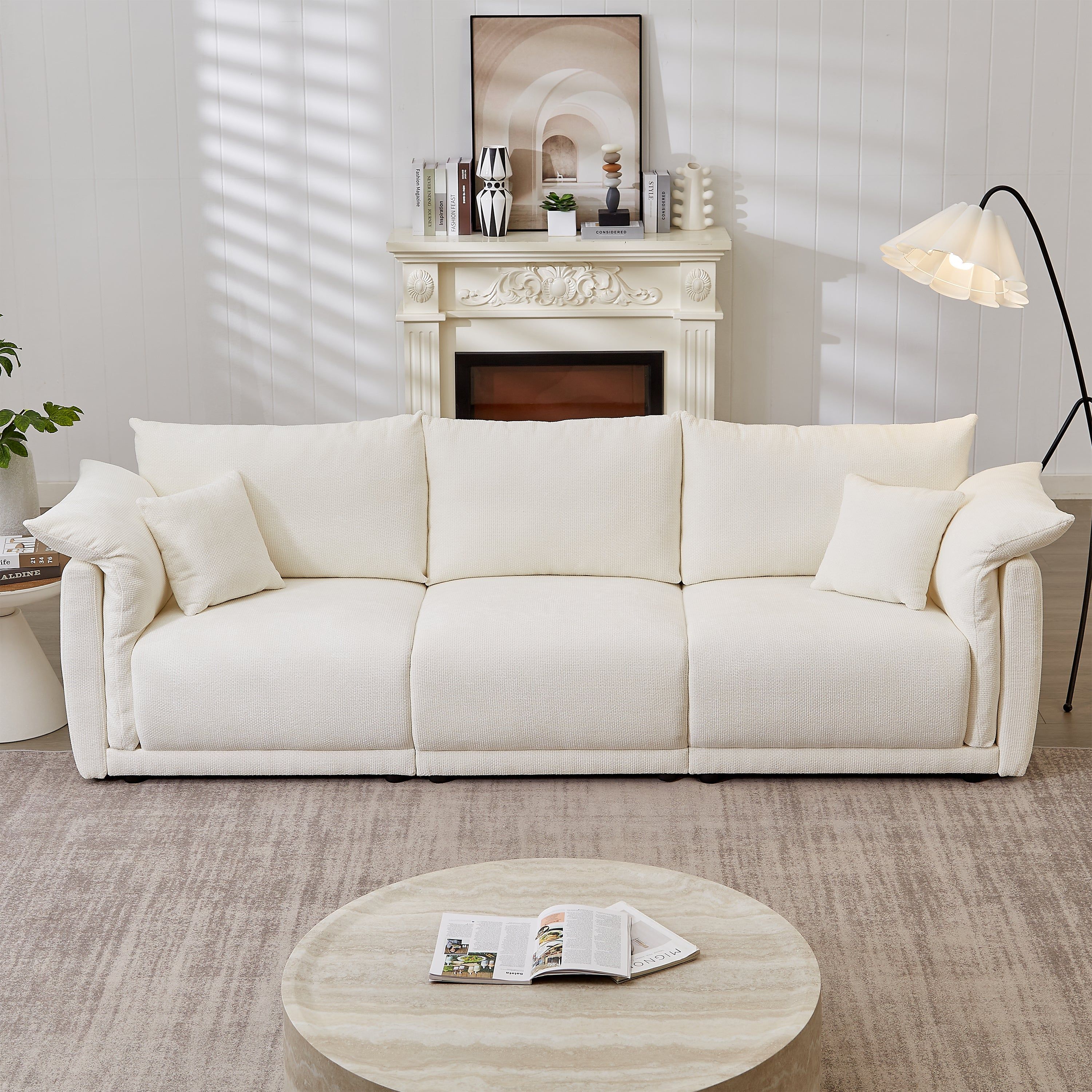 Houston 98.5" 3-Seater Linen Fabric Sofa