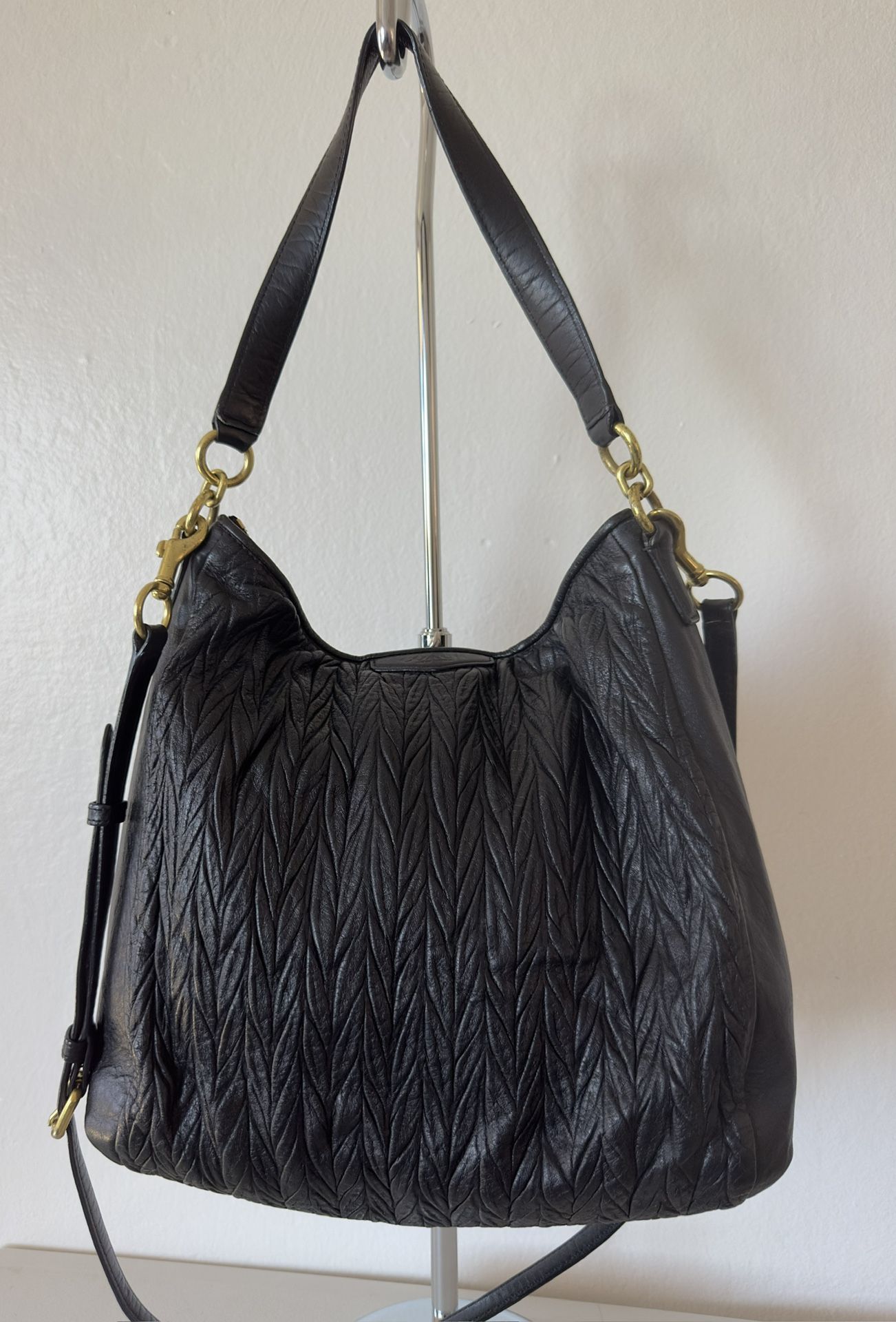 COACH Madison Black Gathered Twist Leather