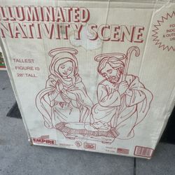 Vintage Empire Blow Mold Set in Box Illuminated Nativity Scene