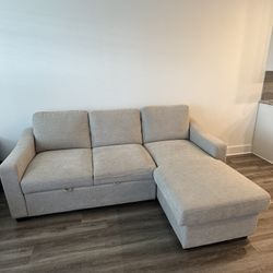 Coddle Aria Fabric Sleeper Sofa with Reversible Chaise & Storage - Beige