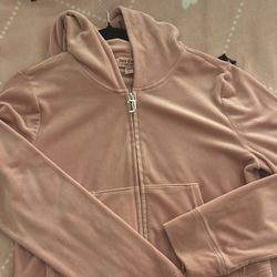 light pink Juicy Couture velour zip-up hoodie