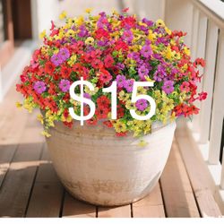 Artificial Flowers for Indoor & Outdoor Decoration - 12 Bundles Faux Daisies with Eucalyptus Leaves Fake Greenery for Garden, Home, Porch, Patio, Boxw