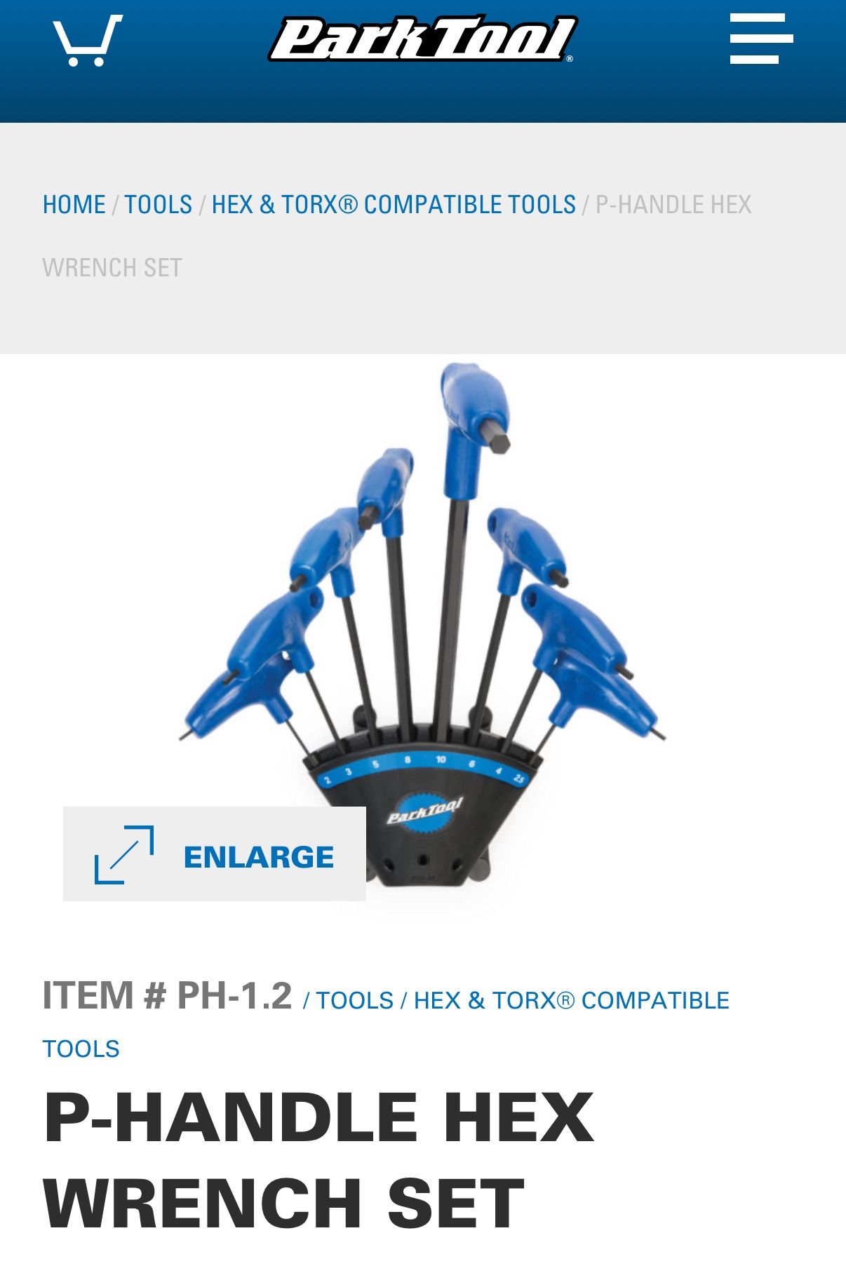 Park Tools P-Handle Hex Wrench Set