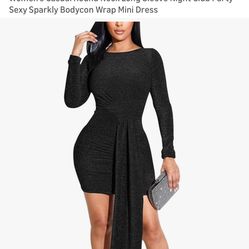Sexy long sleeve Sparkly Bodycon Mini Dress