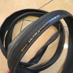 Two Continental Ultra Sport 700X25C Road Bike Tires